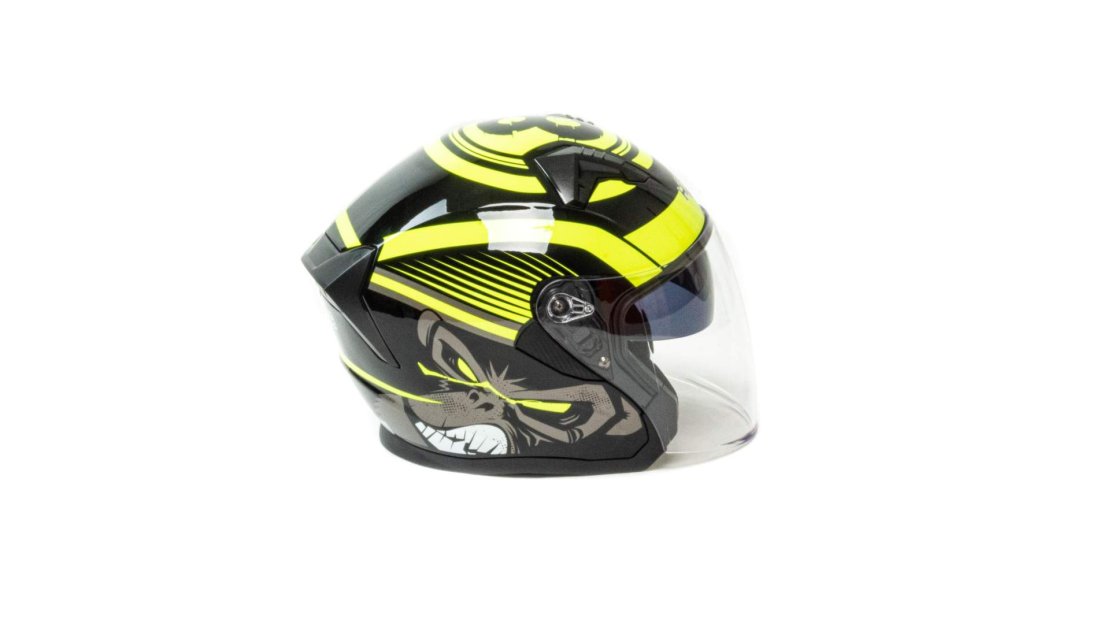Шлем мото открытый HIZER J228 #1 (XL) black/neon yellow